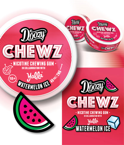 Doozy Chewz Watermelon Ice Flavour Nicotine Gum Card - My Nic Pouch